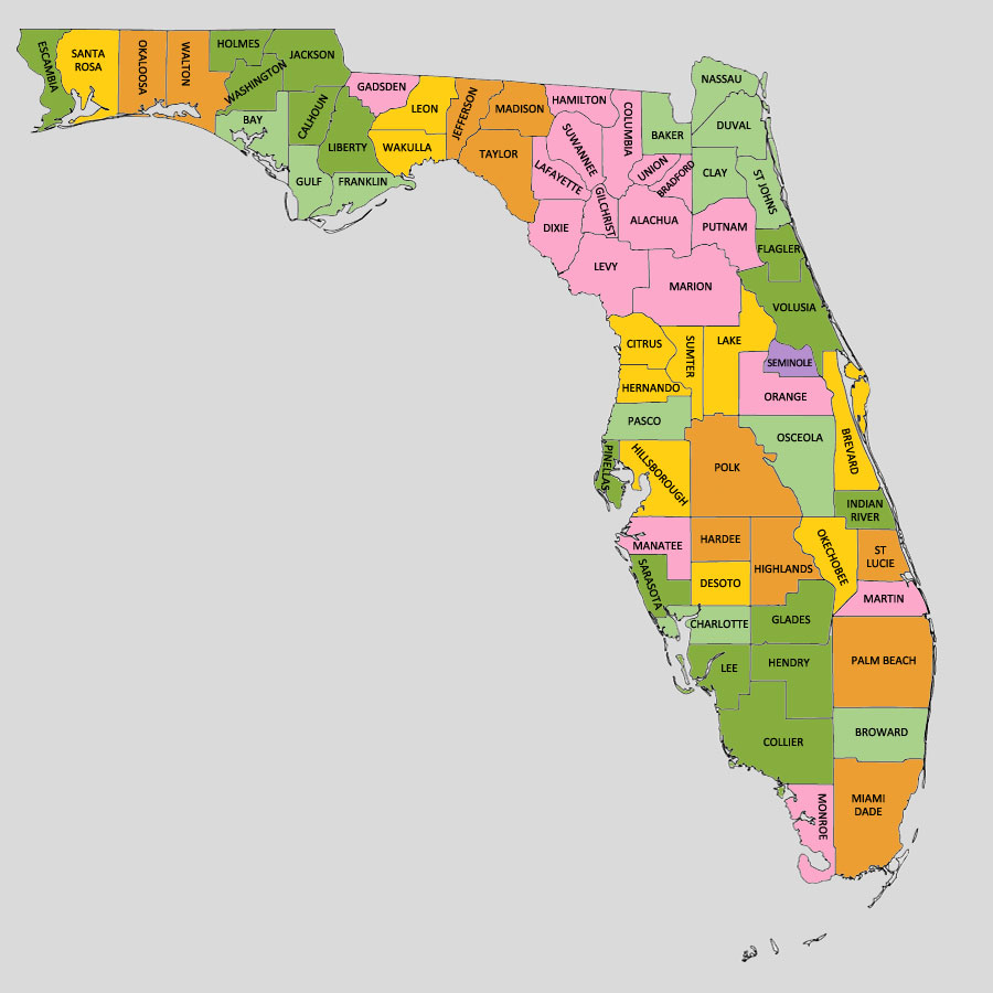 Map Of Florida Counties - Blank Map